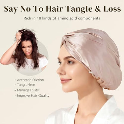 ZIMASILK 22 Momme 100% Mulberry Silk Bonnet for Sleeping Women, Pink - color: Pink