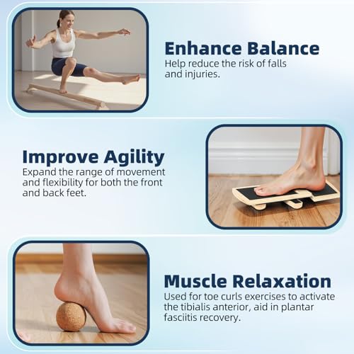Versatile 40 Inch Beech Wood Balance Beam for Home Use - Enhance Balance, Ankle Strengthener Foot Exerciser for Sprained, Physical Therapy Purposes for Plantar Fasciitis Relief - color: Light Wood
