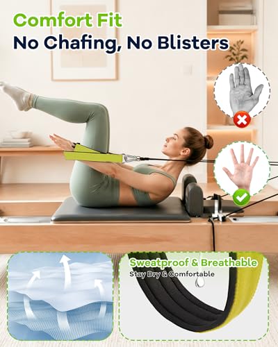 Wonderful Day Upgraded Pilates Loops Compatible with Tonal Smart Home Gym, Soft Thickened Double Loop Straps with Sturdy Adapters, Fitness Accessories for Reformer & Wall Pulley (2 Count) - color: Green