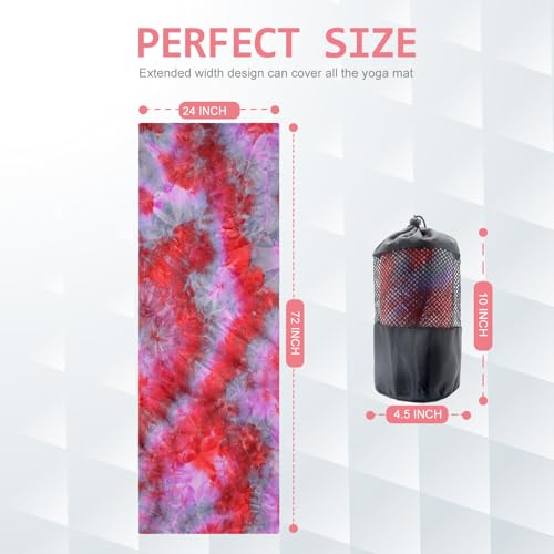 Eunzel Non Slip Hot Yoga Mat Towel with Grip Dots, 72" x 24" - color: Red & Gray, size: 72" x 24"