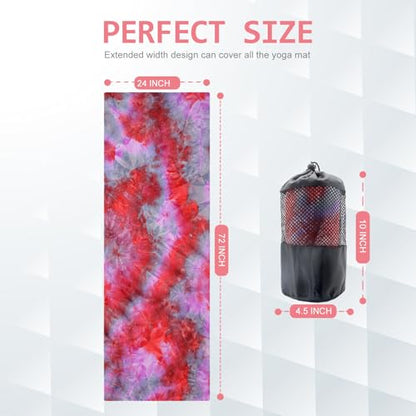 Eunzel Non Slip Hot Yoga Mat Towel with Grip Dots, 72" x 24" - color: Red & Gray, size: 72" x 24"