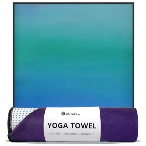 Eunzel Hot Yoga Mat Towel with Grip Dots, Printed Design 72" x 24" | Grip Dot Non Slip, Printed Microfiber Design, Sweat Absorbent, Hot Yoga & Pilate - color: Oceanic Melt