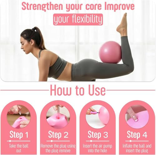 AMAVIK Pilates Kit 15-Pieces Home Workout Set with 5 Resistance Bands, Pilates Ring and Ball Set with Accessories-A Complete Pilates Set for Women to Improve Strength, Flexibility and Balance Body - color: Pink
