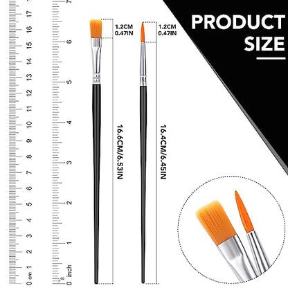 AROIC Small Paint Brushes Bulk,110 Pcs Nylon Hair Paint Brushes Black | with Flat and Round Pointed Acrylic Paint Brush Set,Craft Oil Watercolor Face Artist and Kids Painting Kits - color: Black, size: 55 Flat + 55 Fine