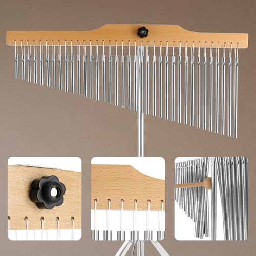 EASTROCK 36 Note Chimes Single-row Bar Chime Height-Adjustable Stand Silver - color: 36note Silver