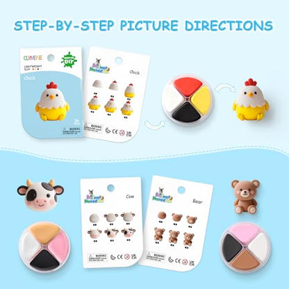 CLYMENE Air Dry Clay Kit for Kids, 12 Animals Modeling Clay with Accessory | Pre-portioned Clay, Includes Tools and Tutorials, Arts and Crafts Creative Toys, Boys and Girls, Ages 3+