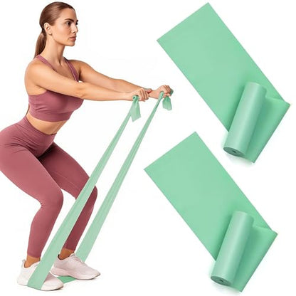 Resistance Bands, Non-Latex Elastic Exercise Bands for Upper and Lower Body, Strength Training Without Weights, Ideal for Physical Therapy, Pilates, Rehab, Home Fitness, Beginners - color: Green
