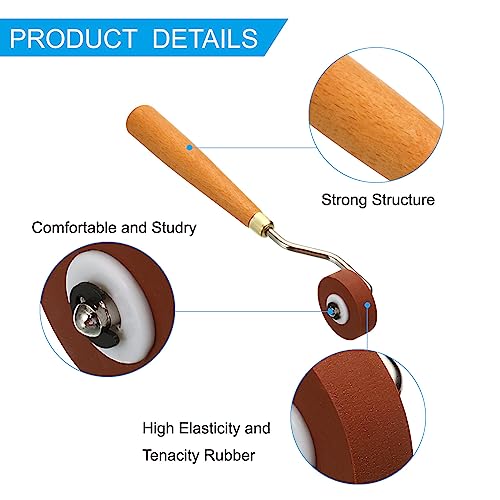 PATIKIL 0.4 Inch Rubber Roller Brayer, Anti Skid Hard Rubber Roller Tools for Wallpaper Art Craft Printing Printmaking Ink Stamping Tape Construction, Red - size: 0.4 Inch