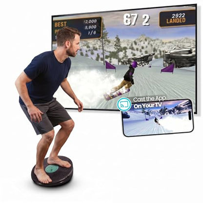 GoBalance Board - App-Enabled Balance Board. Smart Bluetooth Sensor, 12 FREE Interactive Games - Fun, Balance Training and Home Gym Workout! Boost Coordination & Strength for Teens and Adults