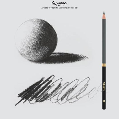 Cezanne Graphite Drawing Pencils Set - 8B, Set of 12 Break-Resistant Graphite Lead, Easy-to-Sharpen Sketch Pencils, Master Artist Quality Graphite Pencils for Technical and Artistic Drawing - color: 8B, size: Set of 12