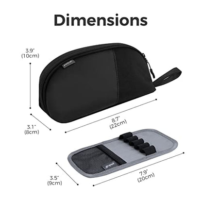 pack all Large Pencil Case, Multi-Compartment Pencil Pouch with Zipper | Large Capacity, Removable Compartment, Durable Fabric, Smooth Zipper, Multi-use for Pens, Stationery & Makeup, Black - color: Black
