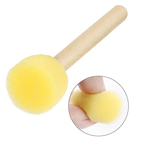 Outus 40 Pieces Round Sponge Foam Brush Set Paint Sponge Daubers with Wooden Handle Foam Stencil Brush Painting Tools for Painting Crafts - size: 0.6 Inch