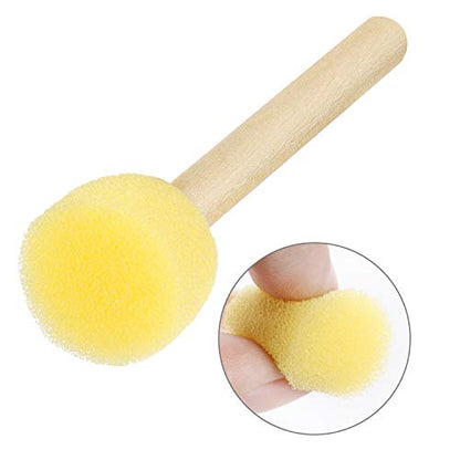 Outus 40 Pieces Round Sponge Foam Brush Set Paint Sponge Daubers with Wooden Handle Foam Stencil Brush Painting Tools for Kids Painting Crafts(0.8 Inch) - size: 0.8 Inch