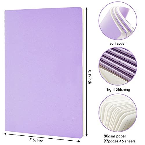 feela 36 Pack Soft Cover Journal Bulk, Lined Blank Travel Journal for Women Men Writing, Notebooks College Ruled for Work, Note Taking Notebook School Business Supplies, 8.2” x 5.5”, A5, Light Purple - color: 36 Light Purple