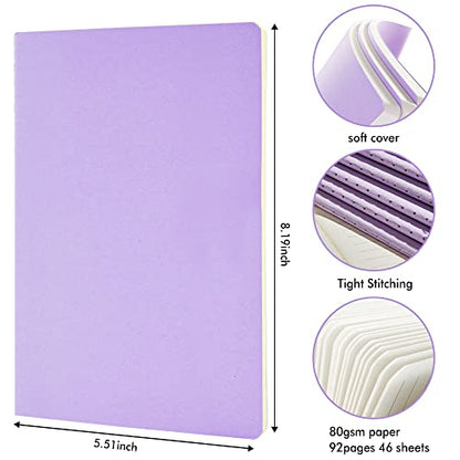 feela 36 Pack Soft Cover Journal Bulk, Lined Blank Travel Journal for Women Men Writing, Notebooks College Ruled for Work, Note Taking Notebook School Business Supplies, 8.2” x 5.5”, A5, Light Purple - color: 36 Light Purple