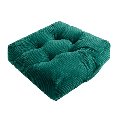 Square Floor Pillow, 6-Inch Thick Floor Cushion with PP Cotton Filling, Soft Corduroy Supportive Floor Seating for Living Room, Office, 22 x 22 Inches (Dark Green, 1 Pack) - color: Dark Green, size: 1 Pack