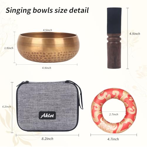 Kmise Tibetan Singing Bowls Set- Handmade in Nepal Meditation Sound Bowls for Yoga, Meditation, Mindfulness, Healing and Chakra Balancing, Stress Relief (5', Buddha) - color: 5inch Buddha