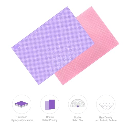 Double Sided Sewing Self Healing Cutting Mat 24 x 36 Inches, A1 Size Craft Sewing Cutting Mat for Crafts and Fabric, Purple & Pink Design