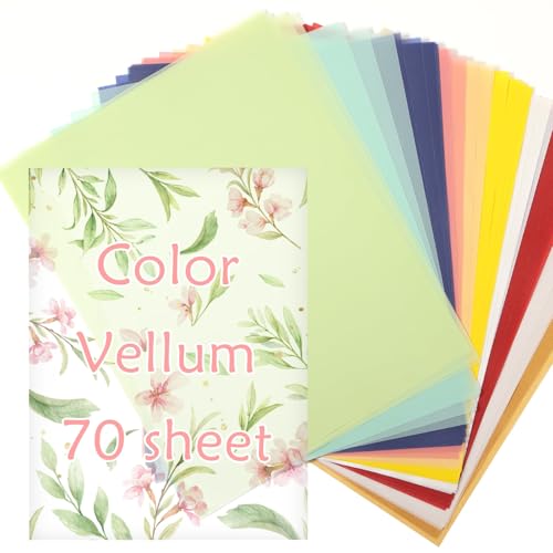 70 Pcs Colored Vellum Translucent Paper 8.5 x 11 inches Tracing Vellum Paper for Greeting Card Invitation Overlays, Sketching Crafting Scrapbooking, Journaling, Lanterns Making - color: Multicolor