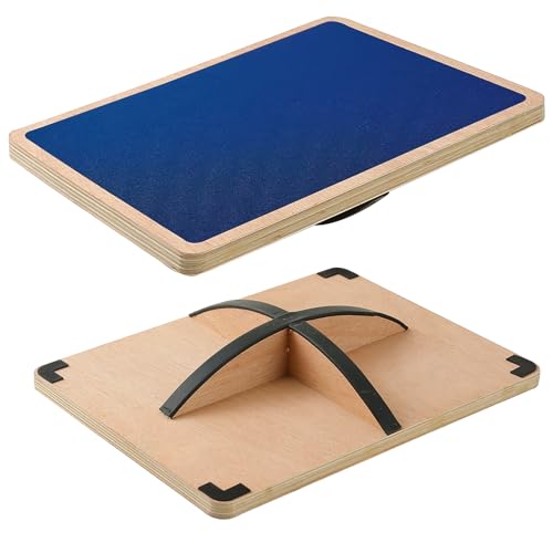 Juoe 360° Balance Board Wobble Board, Up to 350 LBS for Physical Therapy | Wooden Wobble Balance Board for Adults and Kids,Balance Training,Standing Desk Core Strength Balance Rocker Board - color: 360° Rotation-Blue