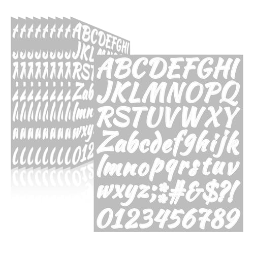 Letter Stickers,Mailbox Numbers,1 Inch Waterproof Vinyl Alphabet | 1 Inch White,710 Pieces 10 Sheets,Self Adhesive,Window,Scrapbook,Door,Sign,Car,Outdoor Indoor,Fade Resistant - color: White, size: 1 Inch