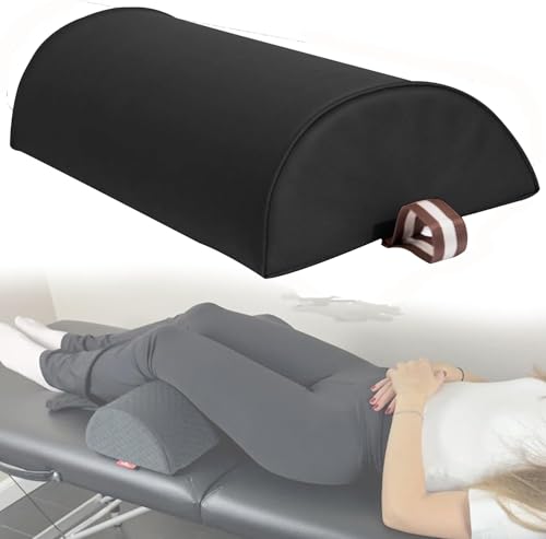 Master Massage Tables 9 inches Large Half Round Bolster Pillow, Half Moon Bolster Pillow for Massage Table, Semi-Round Massage Pillow Cushion with 100% PU Leather, Durable Soft 9"x 26" - (Black) - color: Black, size: 1 count (pack of 1)