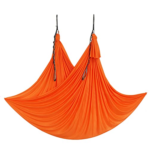 Deluxe Pilates & Yoga Flying Swing Aerial Hammock - Silk Fabric (5mx2.8m) - color: Orange