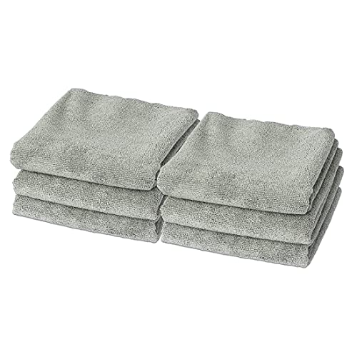 Eurow Microfiber Gym Towels, Super Absorbent & Quick Drying Sweat Towels for Fitness, Sports, Yoga, Workout, Sauna, Face & Equipment, Soft & Reusable,16x27 Inches, 6-Pack, Gray