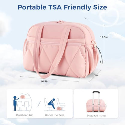 Women's Duffle Gym Bag, Carry-On Shoe Compartment for Weekender Overnight - color: Pink, size: Medium