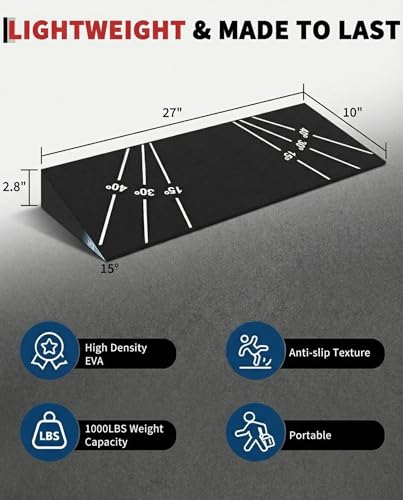 GarveeLife Squat ！ Block for Home Gym - 15/30/40° Multi-Angle Slant Board for Squats, Calf Stretching, Yoga & Therapy | Non-Slip EVA Foam, Lightweight & Portable Heel Elevator for Men & Women