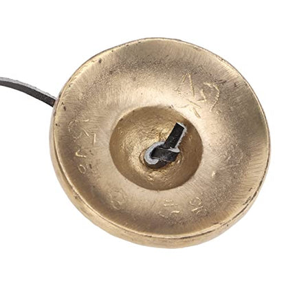 Tibetan Tingsha Cymbals, Brass 2.7in Strong Sound Penetration Meditation Chime Bells Auspicious Symbols Restoring Clarity Mind Lightweight Portable Tingsha Cymbals Bells for Percussion Instrument