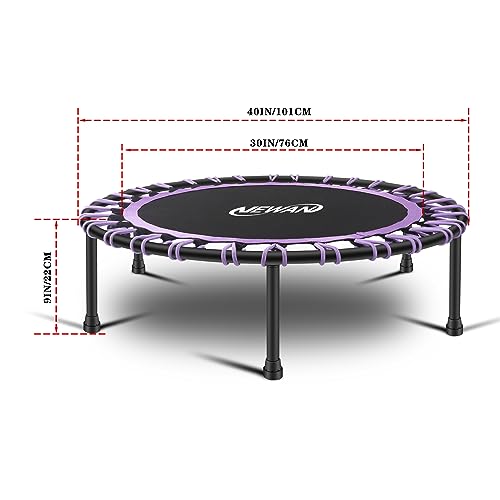 Newan 40"-48" Silent Mini Trampoline Fitness Trampoline Bungee Rebounder Jumping Cardio Trainer Workout for Adults-Max Limit 330lbs - color: A 40" Round violet (NO Handle)