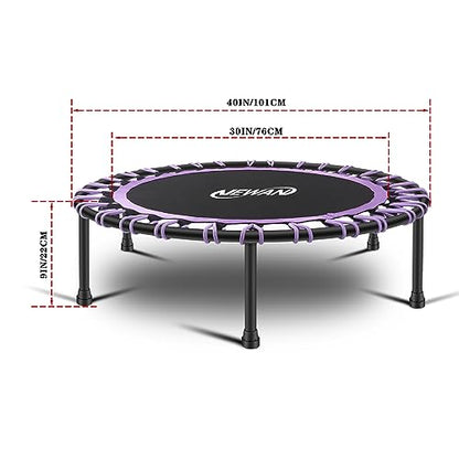 Newan 40"-48" Silent Mini Trampoline Fitness Trampoline Bungee Rebounder Jumping Cardio Trainer Workout for Adults-Max Limit 330lbs - color: A 40" Round violet (NO Handle)