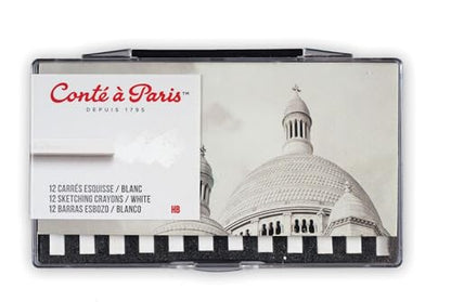 Conté à Paris 12 Count Sketching Carrés Crayons Set, White HB | Precise Highlighting Capability, Controlled Application, Ideal For Finishing Touches And Fine Details - style: 12 Count - White HB