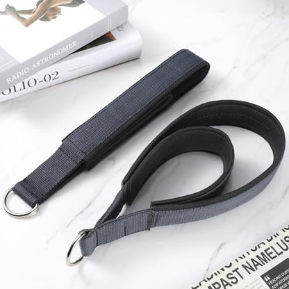 TOBWOLF 2PCS Pilates Straps for Reformer, Double Loop D Ring Foot Hand - color: Dark Grey - Scuba Fabric