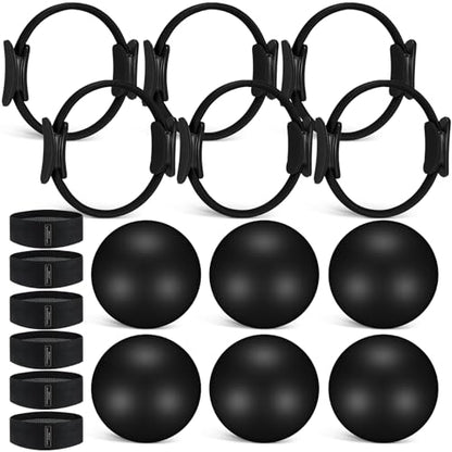 Seenelling 18 Pcs Pilates Ring and Ball Bulk Home Pilate Kit - color: Black