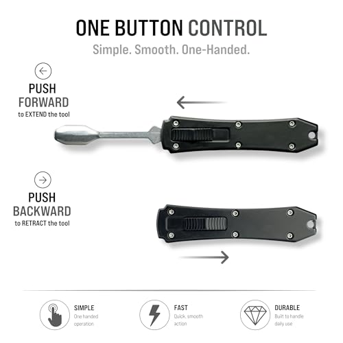 Terporium Retractable Wax Carving Tool (Single) | Stainless Steel Precision Tip Portable Pocket Tool with Black Handle | Perfect for Wax Carving & Sculpting On-The-Go - color: Black