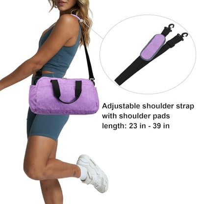 14 inch Small Gym Bag for Women & Men, Mini Duffel Bag for Travel Sports Lightweight Carry On Bag, Light Purple - color: Light Purple