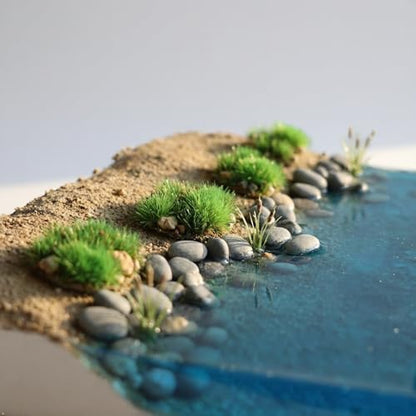 Kai Dream Miniature Static Grass and Stone Bush Clusters for Diorama, Train Landscape, Railroad Scenery, Wargaming (Dark Green) - color: Dark Green