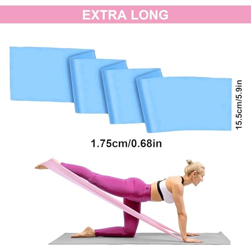 Resistance Bands, Non-Latex Elastic Exercise Bands for Upper and Lower Body, Strength Training Without Weights, Ideal for Physical Therapy, Pilates, Rehab, Home Fitness, Beginners - color: Blue
