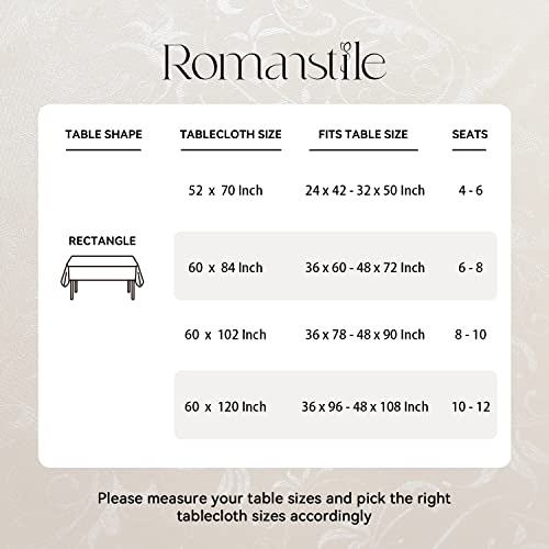 Romanstile Waterproof Vinyl Tablecloth Rectangle, 60 x 84 Inch, Flower Beige - color: Flower Beige, size: 60" x 84" (Rectangular)
