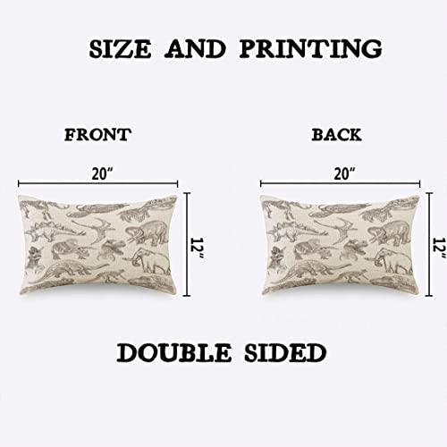 TKS MITLAN Dinosaur Pillow Covers 12 x 20 Inch Sketch Bones Fossils Mammoth Stegosaurus Trilobite Ancient Animal Linen Couch Bed Sofa Car Waist Cushion Cover 12 x 20 inch - color: Dinosaur, size: 20" x 12" (Pack of 1)