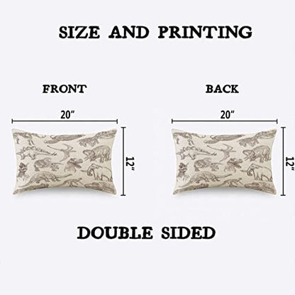 TKS MITLAN Dinosaur Pillow Covers 12 x 20 Inch Sketch Bones Fossils Mammoth Stegosaurus Trilobite Ancient Animal Linen Couch Bed Sofa Car Waist Cushion Cover 12 x 20 inch - color: Dinosaur, size: 20" x 12" (Pack of 1)