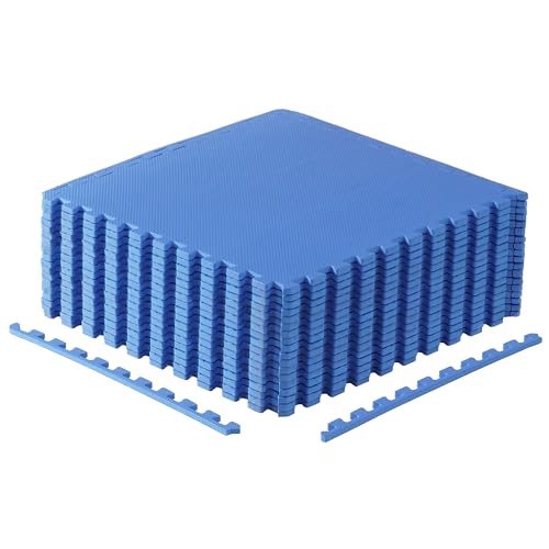 CAP Puzzle Exercise Mats | 1/2” Thick EVA Interlocking Foam Tiles for Home Gym Flooring | Multiple Options - color: T - Blue, style: 18 Tiles (72 SQ FT)