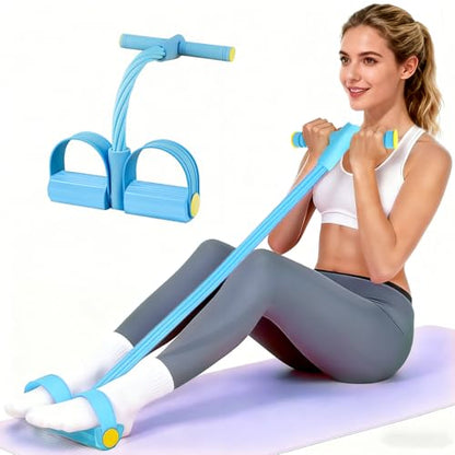 Pedal Resistance Band with Handle, Upgraded 6-Tube Exercise Bands - color: Blue