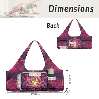 Yoga Mat Bag for Women Men Large Yoga Bag Travel - color: Lotus