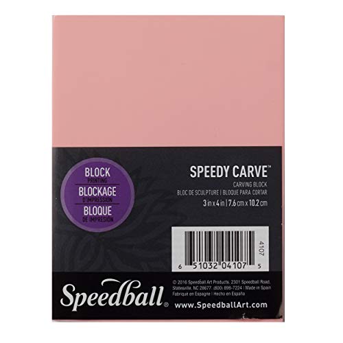 Speedball 4107 Speedy-Carve Block – Soft, Easy Carve Surface – 3 x 4 Inches, Pink