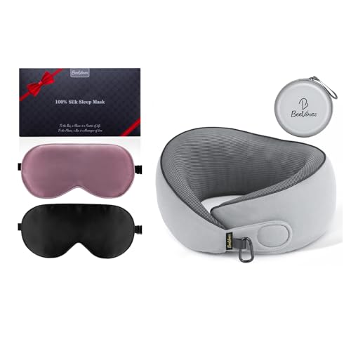 BeeVines Silk Sleep Masks & Travel Neck Pillow
