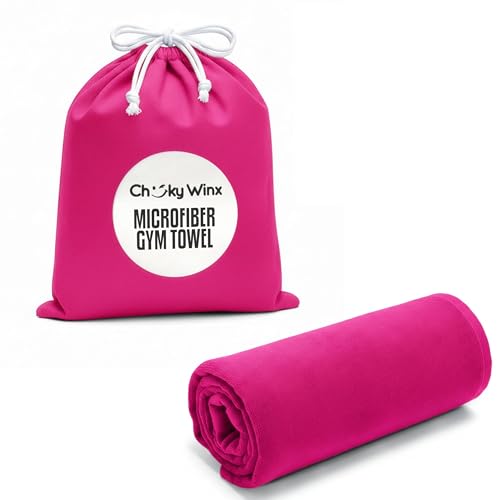 CHEEKY WINX Microfiber Gym Towel – Highly Absorbent Microfiber Sweat Towel, Quick-Dry Lightweight Design, Odour-Resistant Fabric, Matching Carry Bag, Prerry Pink, Large (120 x 60 cm) - color: Pretty in Pink, size: Large