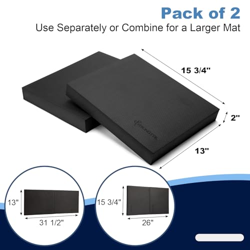 StrongTek Foam Balance Pad, High-Density TPE, 15.8 x 13 x 2 in, Non-Slip - color: Grey-Set of 2